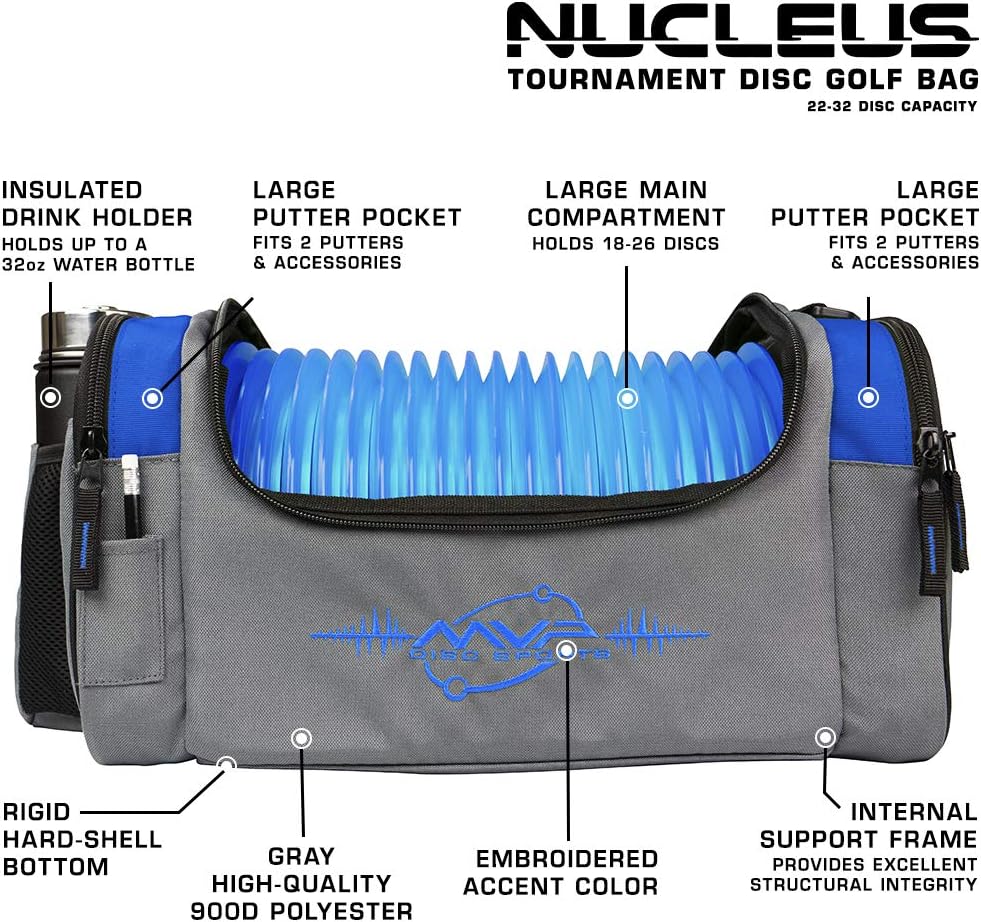 MVP Discs Disc Golf Tournament Bag - Nucleus Version 2 - Holds 22-32 Discs