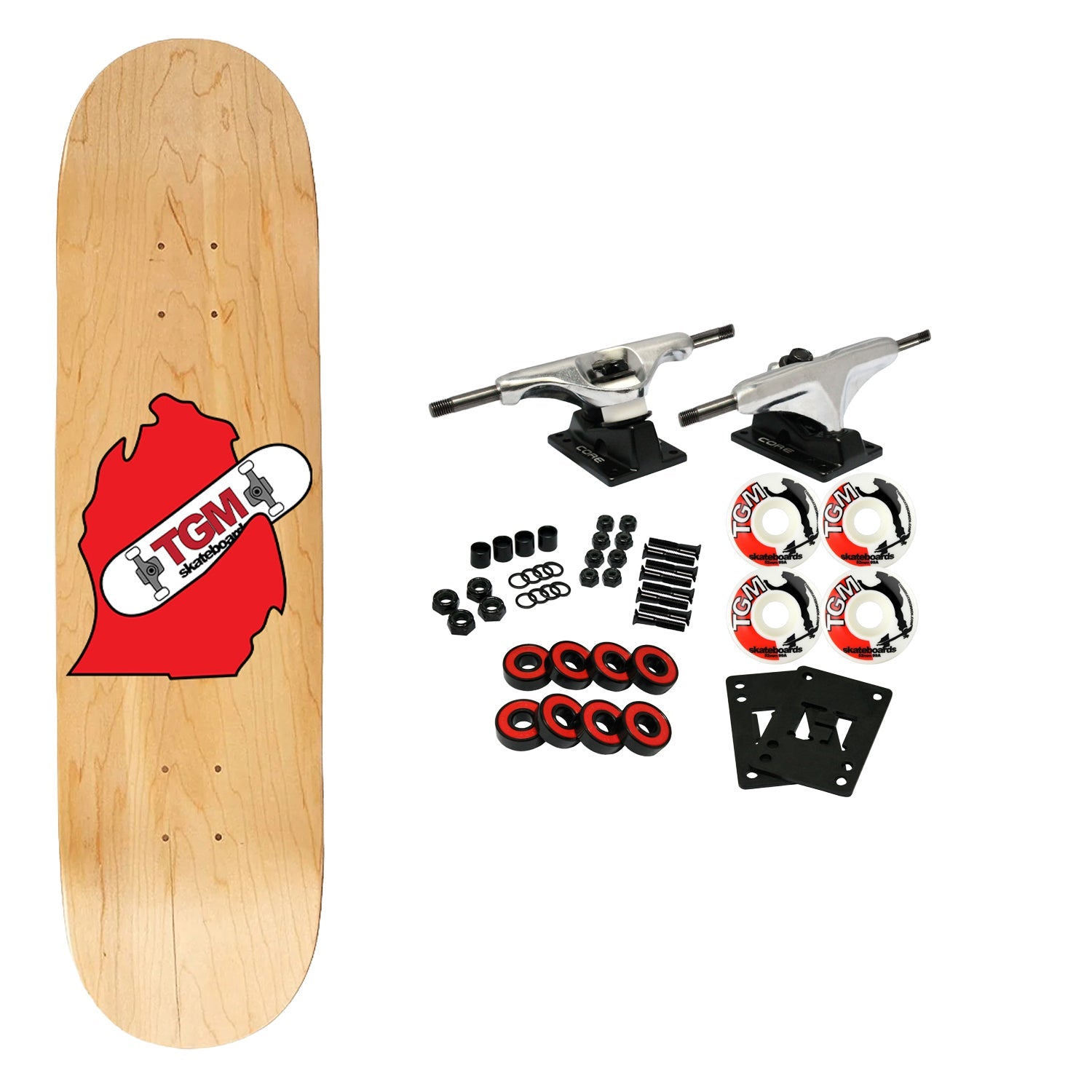 TGM Skateboards Mitten Logo Canadian Maple Skateboard Complete - Choose Size/Color
