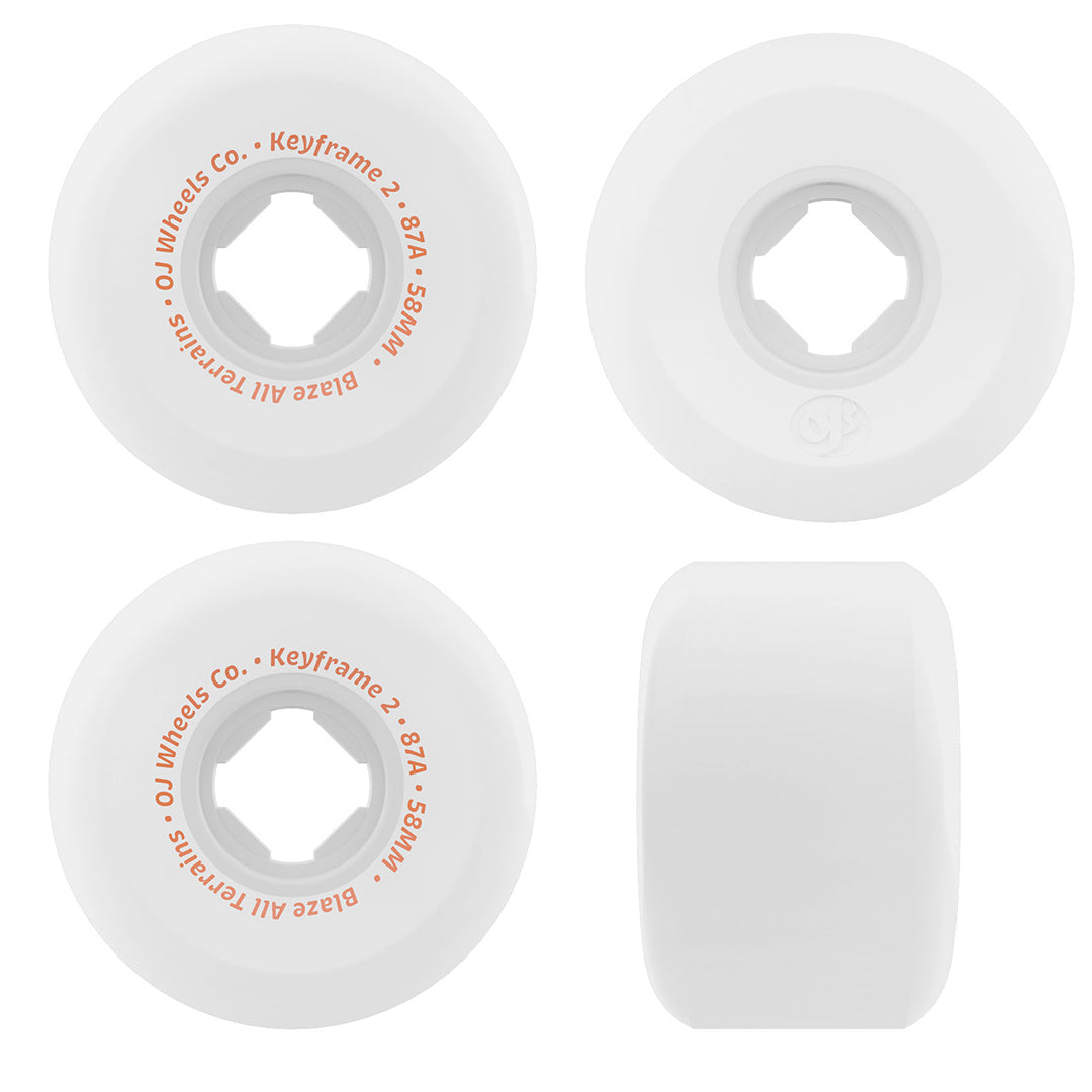 OJ Skateboard Wheels 58mm Keyframe 2 87A White