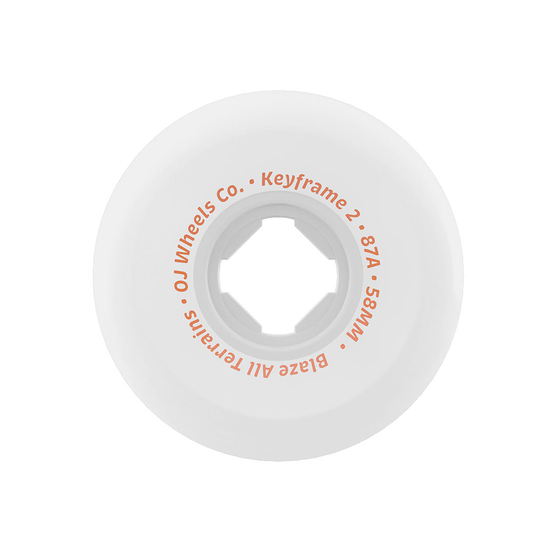 OJ Skateboard Wheels 58mm Keyframe 2 87A White