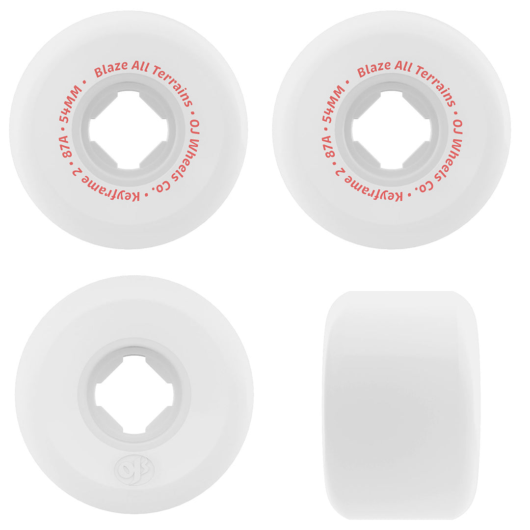 OJ Skateboard Wheels 52mm Keyframe 2 87A White
