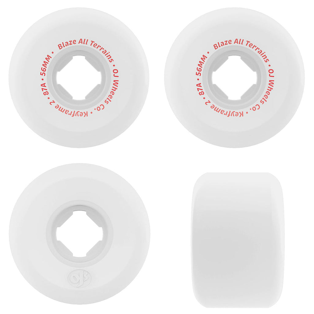 OJ Skateboard Wheels 56mm Keyframe 2 87A White