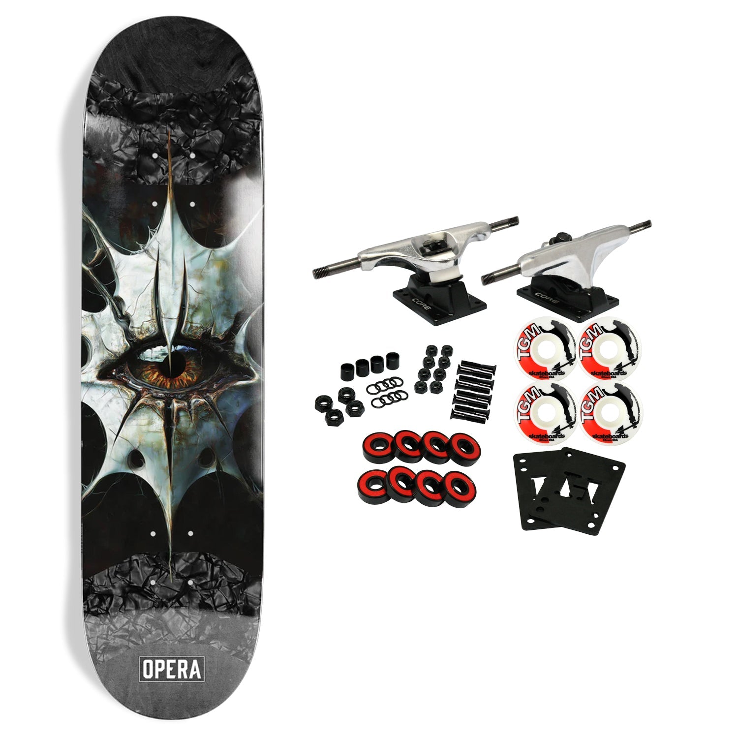 Opera Skateboard Complete Evil Eye Symmetrical Pop Slick 8.25" x 31.9"