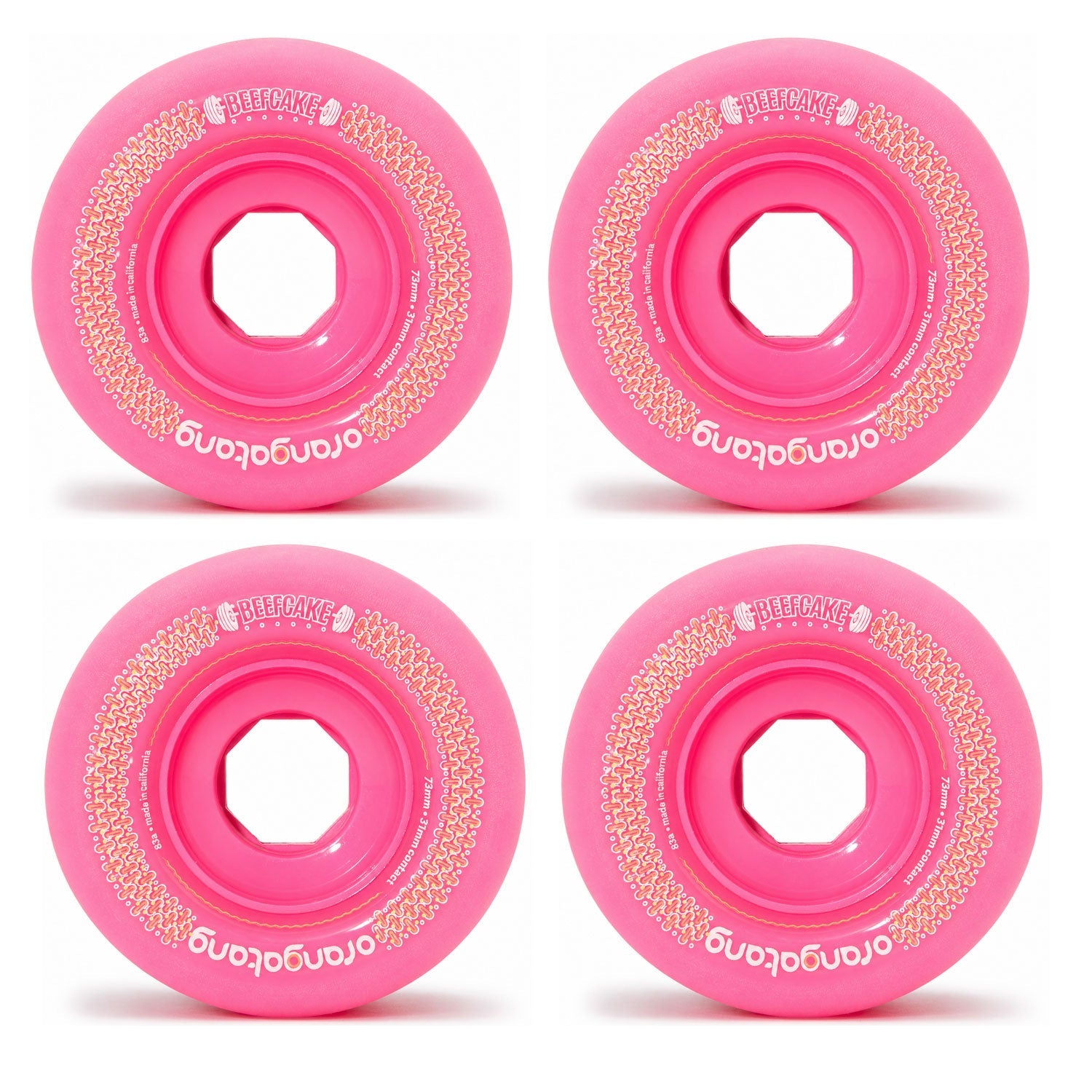 Orangatang Longboard Wheels Beefcake Pink 73mm 83A