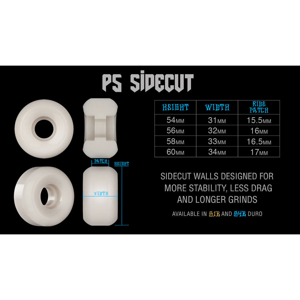 Bones Skateboard Wheels 60mm SPF Scorpeedo P5 Sidecut 81B (101A) White