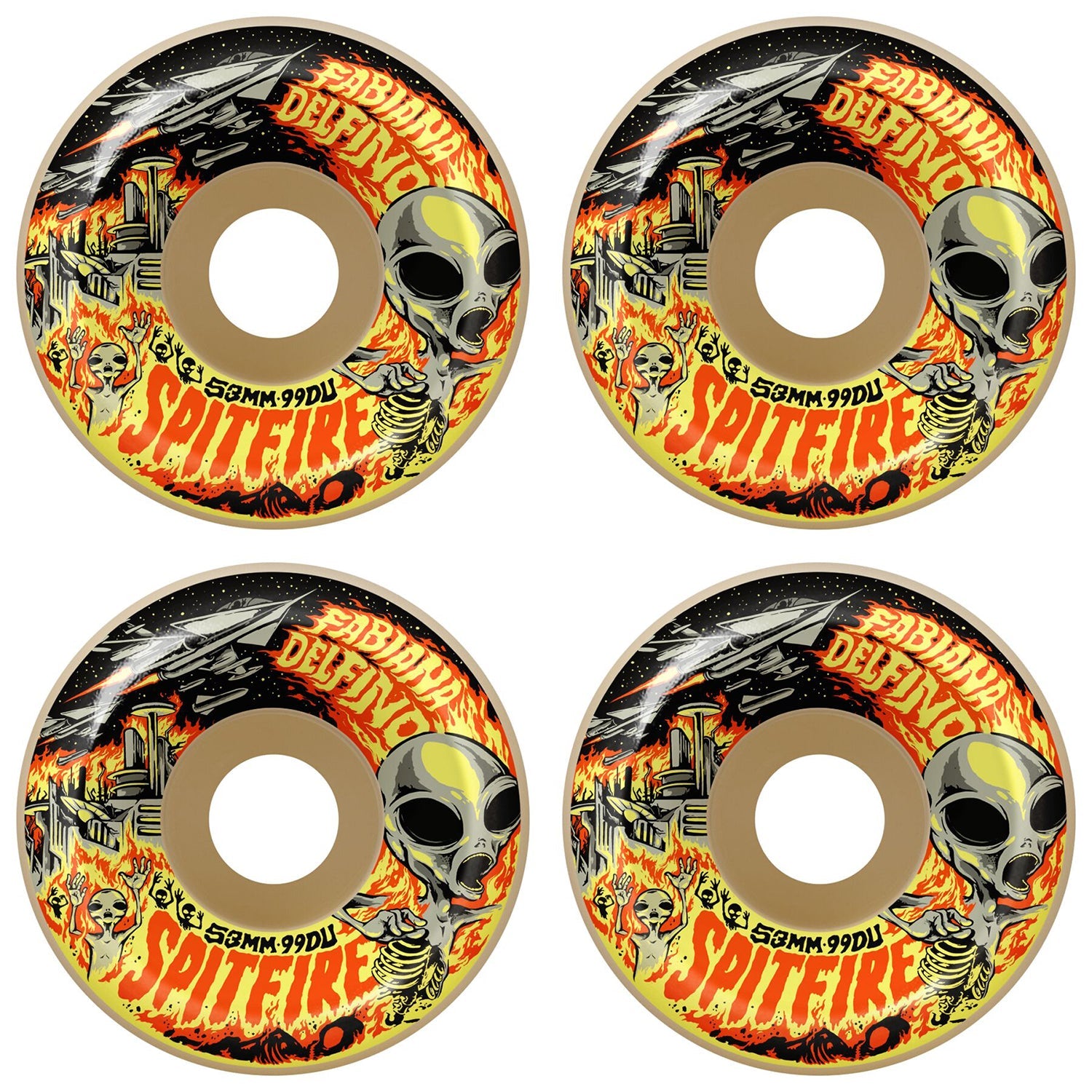 Spitfire Skateboard Wheels 53mm F4 99A Fabiana Delfino Invasion Conical Full Natural