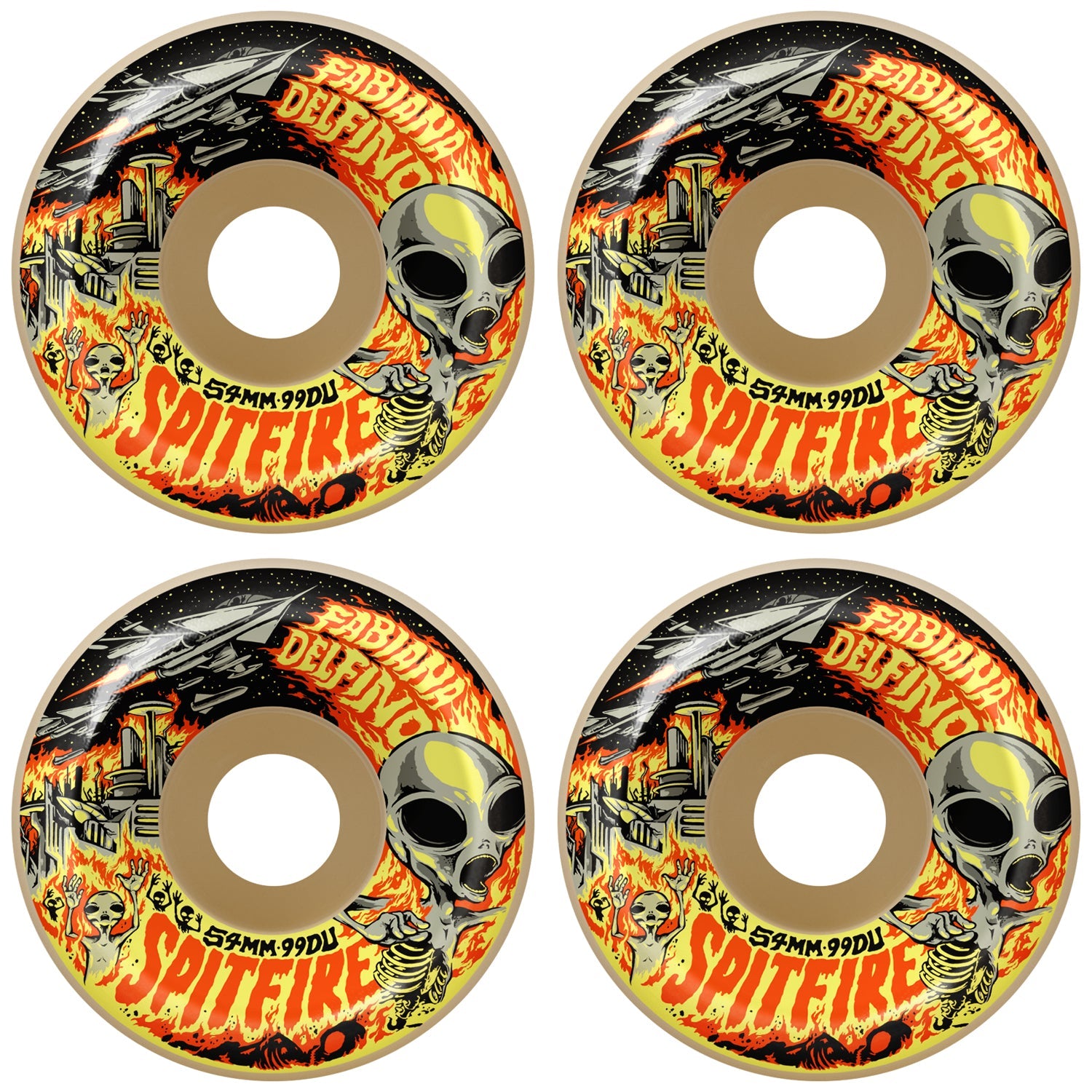 Spitfire Skateboard Wheels 54mm F4 99A Fabiana Delfino Invasion Conical Full Natural