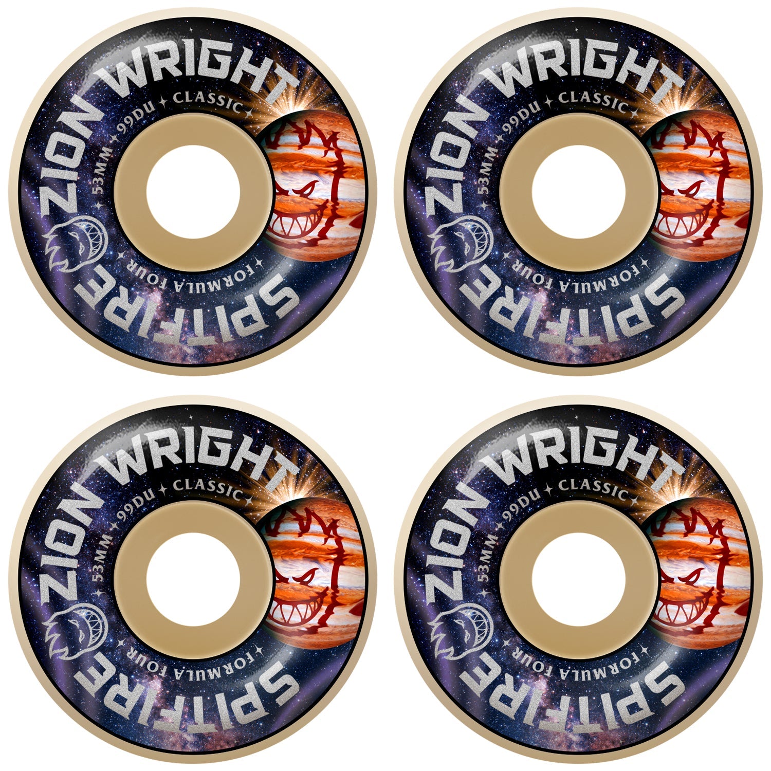Spitfire Skateboard Wheels 53mm F4 99A Zion Cosmic Classic Natural