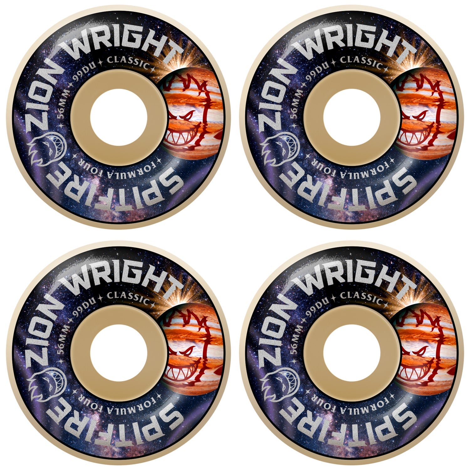 Spitfire Skateboard Wheels 56mm F4 99A Zion Cosmic Classic Natural