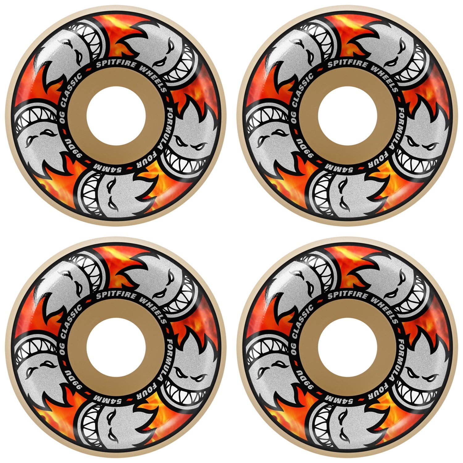Spitfire Skateboard Wheels 54mm F4 99A Multiball OG Classic Natural
