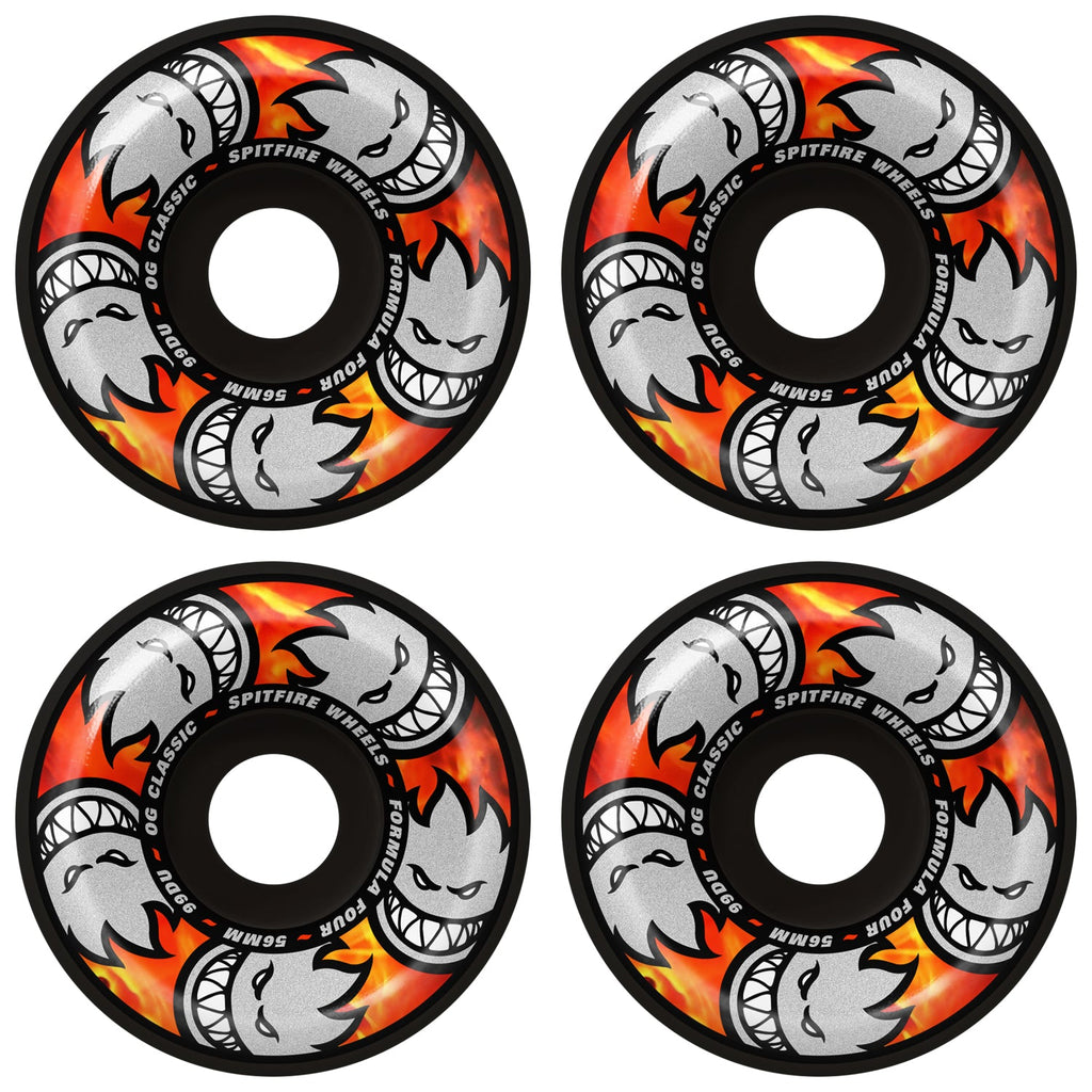Spitfire Skateboard Wheels 56mm F4 99A Multiball OG Classic Black
