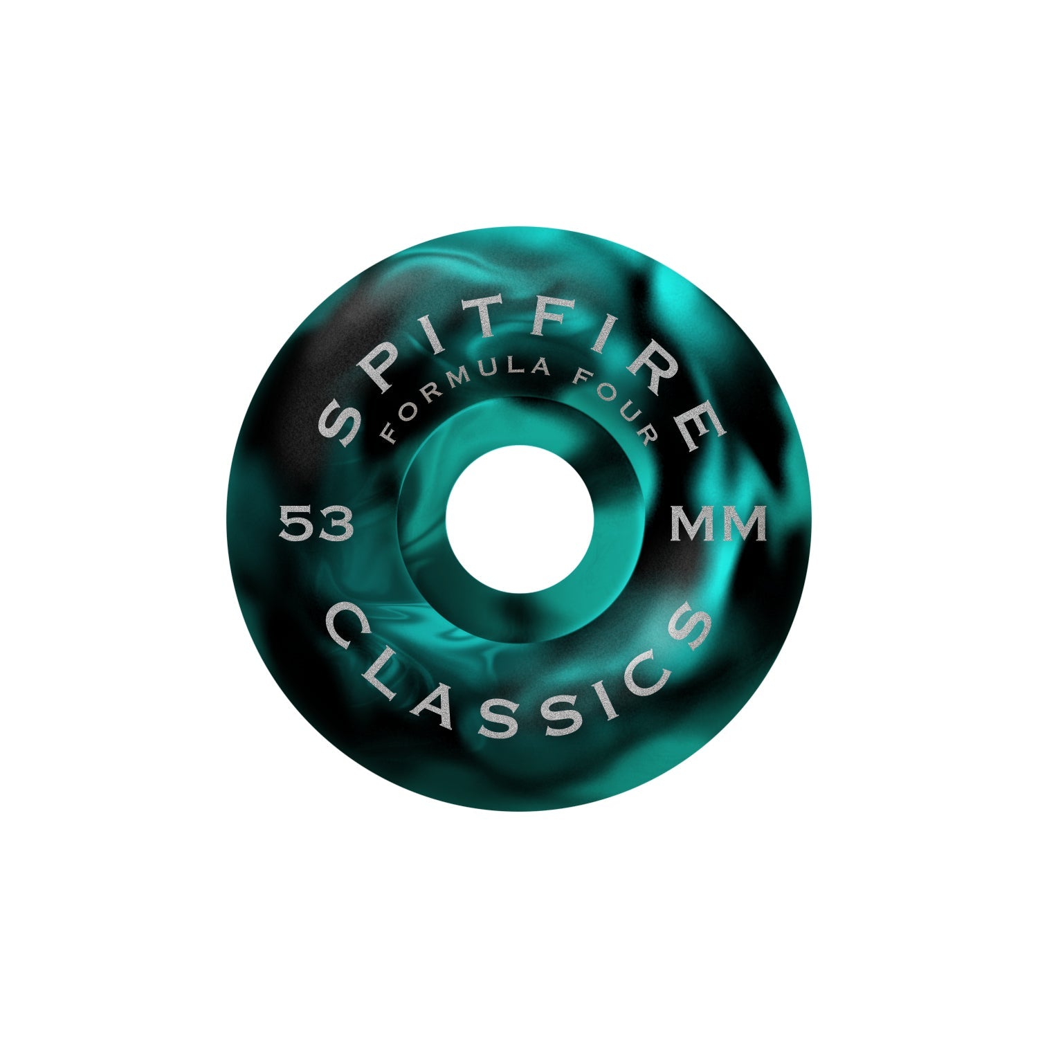 Spitfire Skateboard Wheels 53mm F4 99A Floral Classic Teal/Black Swirl