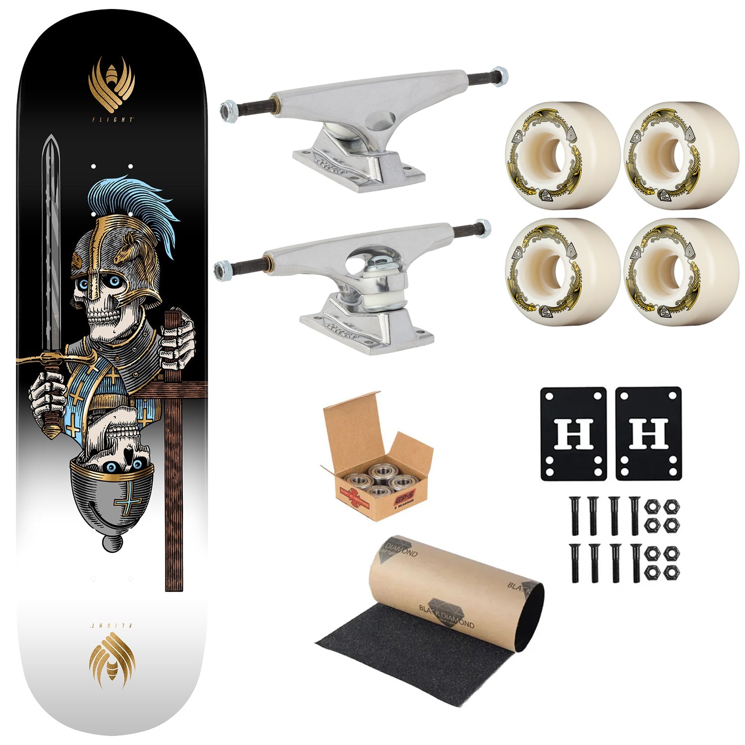 Powell Peralta Premium Flight Skateboard Corrigan Chess 8.42" Krux Trucks, Dragon Formula Wheels, Independent Bearings