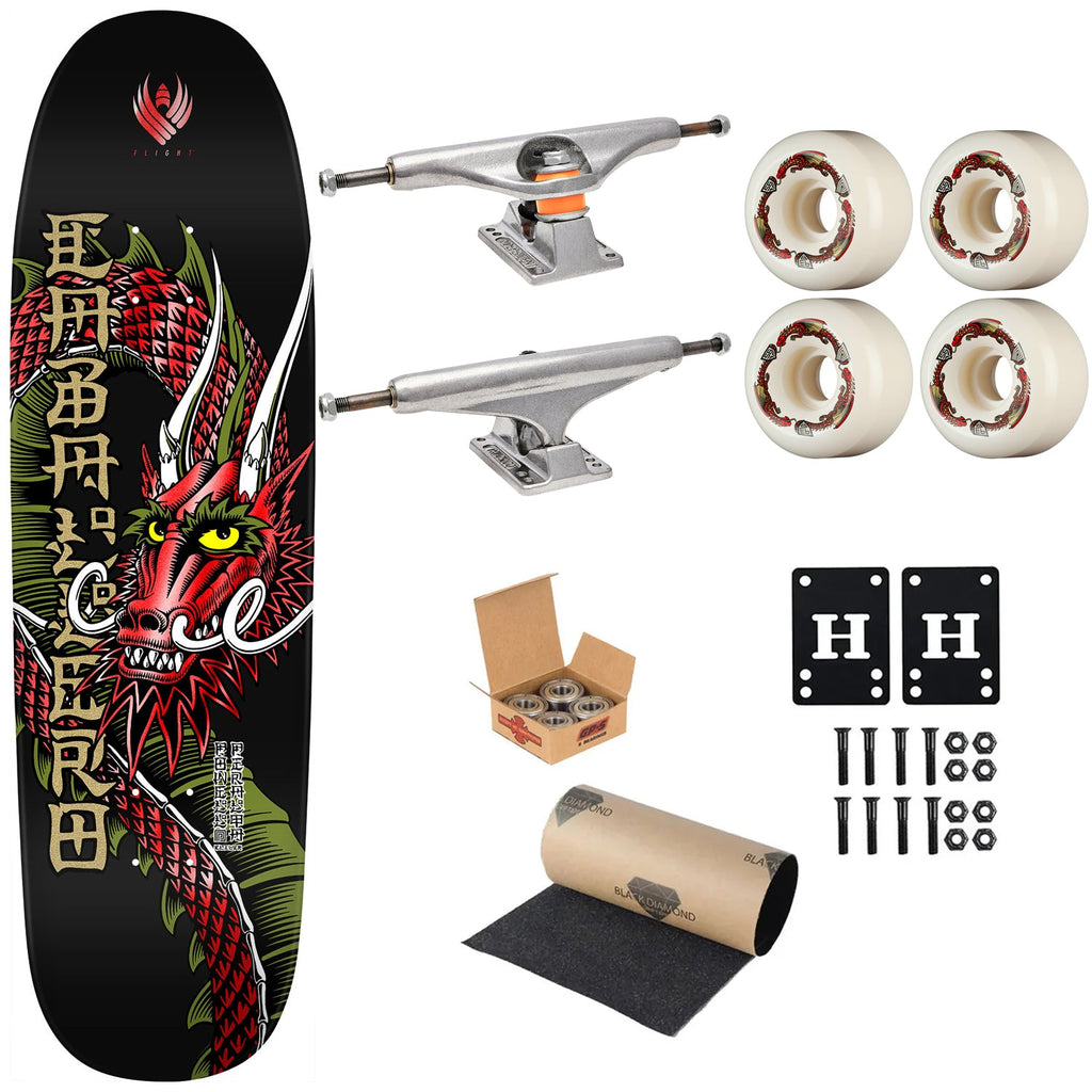 Powell Peralta Premium Flight Skateboard Cab Ban This 9.26" Independent Trucks, Dragon Formula Wheels, Indy Bearings