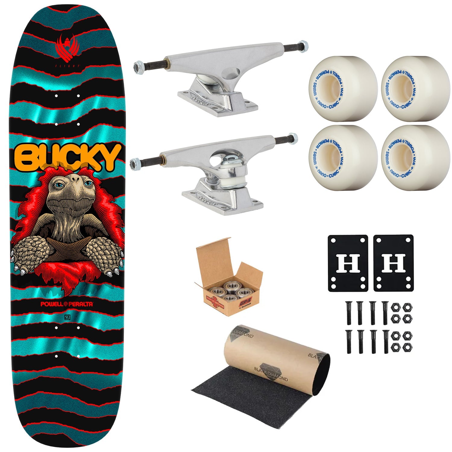 Powell Peralta Premium Flight Skateboard Lasek Tortoise 8.62" Krux Trucks, Dragon Formula Wheels, Independent Bearings