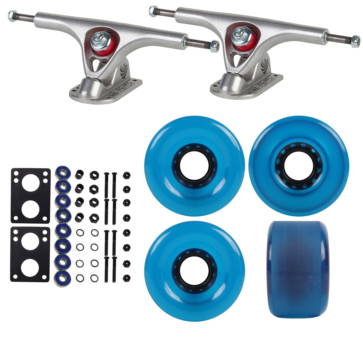 Paris Longboard Trucks with 70mm Wheels, Abec 7 Bearings, Hardware, and Risers