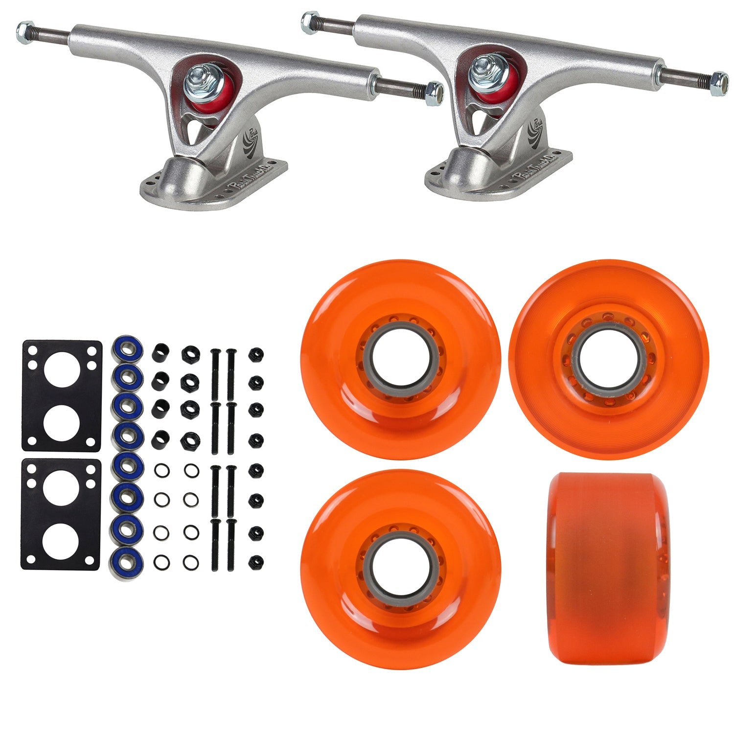 Paris Longboard Trucks with 70mm Wheels, Abec 7 Bearings, Hardware, and Risers
