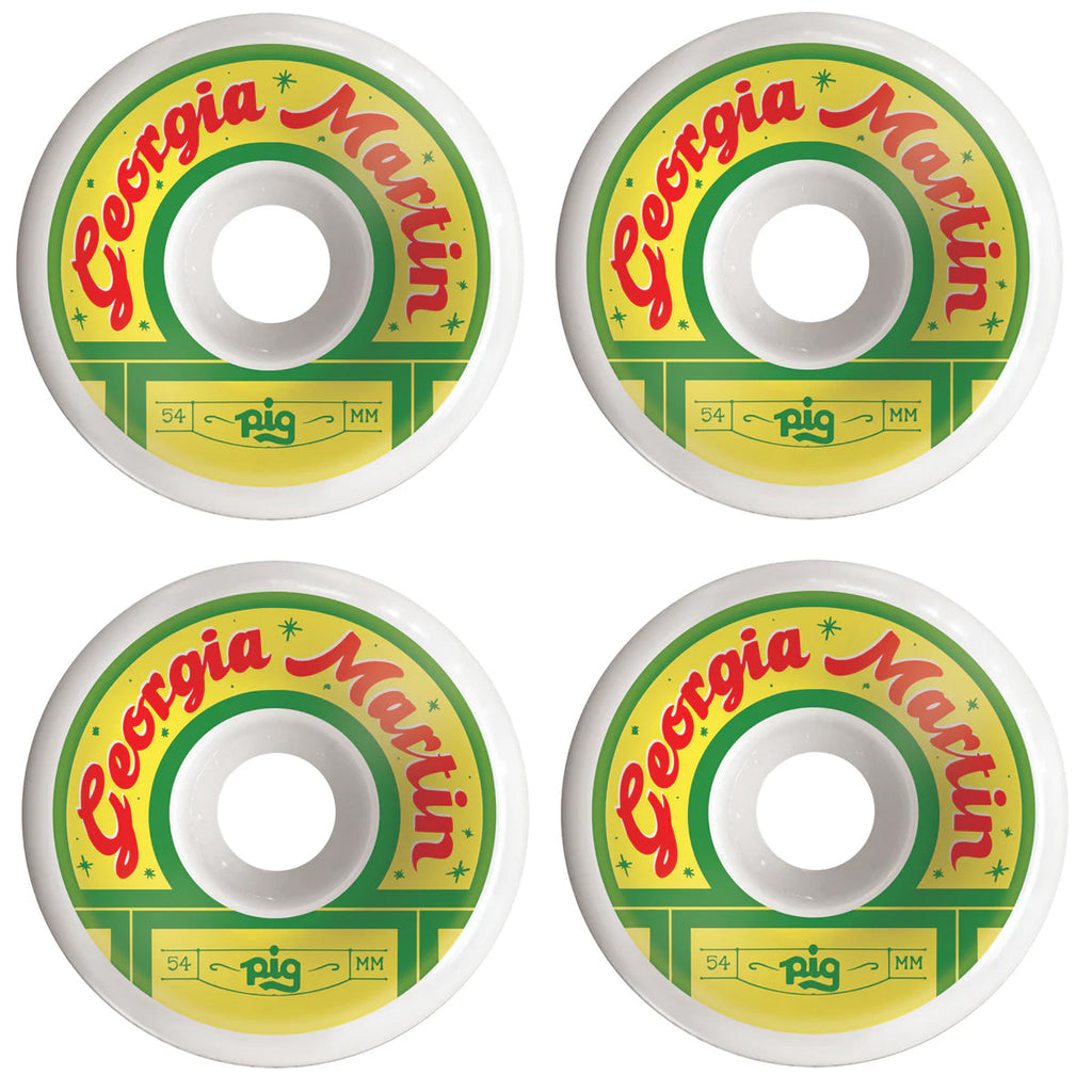 Pig Skateboard Wheels 54mm Georgia Martin Conical 99A White