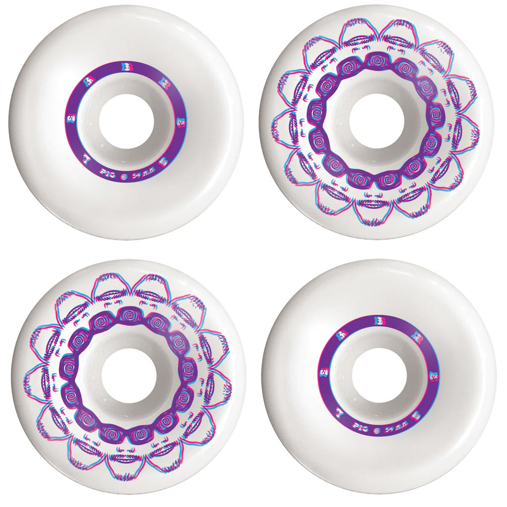 Pig Skateboard Wheels 54mm Jeremy Leabres 3D Conical 99A White
