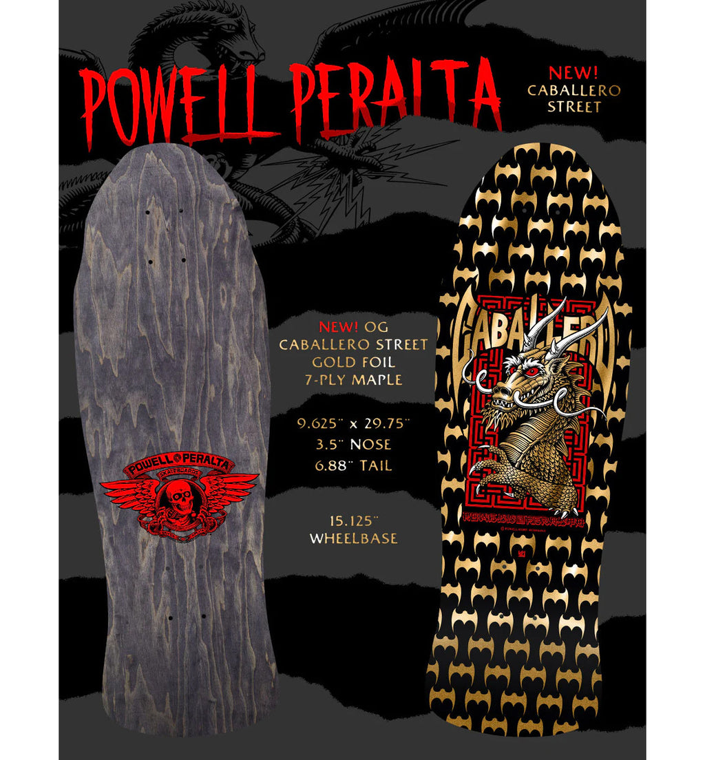 Powell Peralta Skateboard Caballero Street Black/Gold Foil / Independent/ Rat Bones White