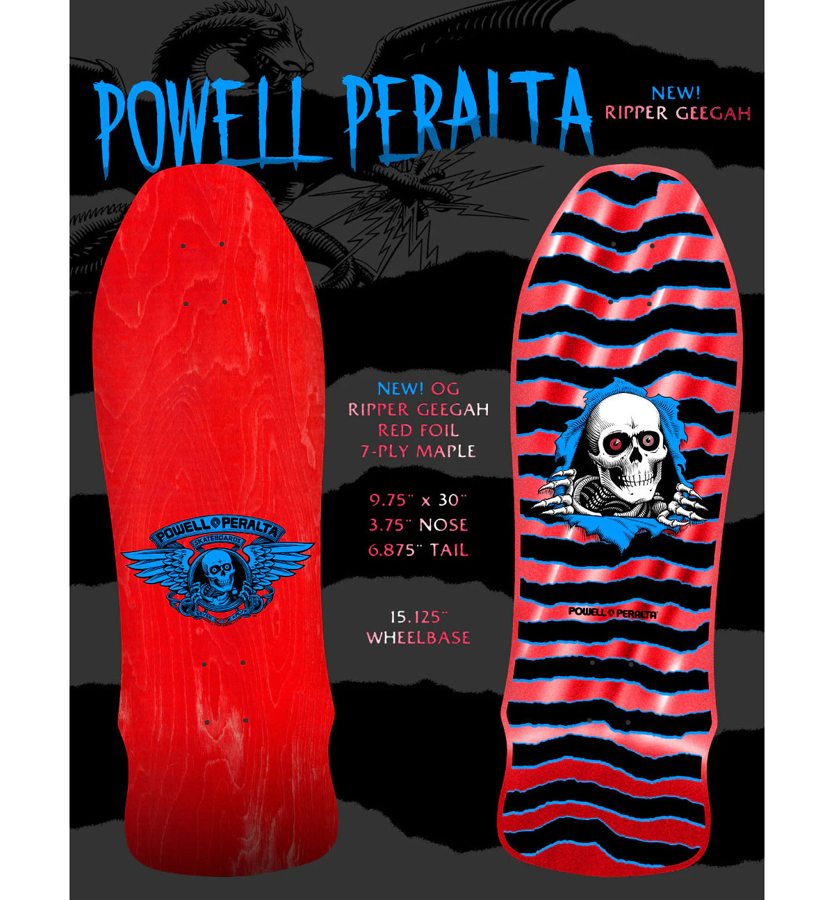 Powell Peralta Skateboard Geegah Ripper Red Foil / Independent/ Rat Bones White