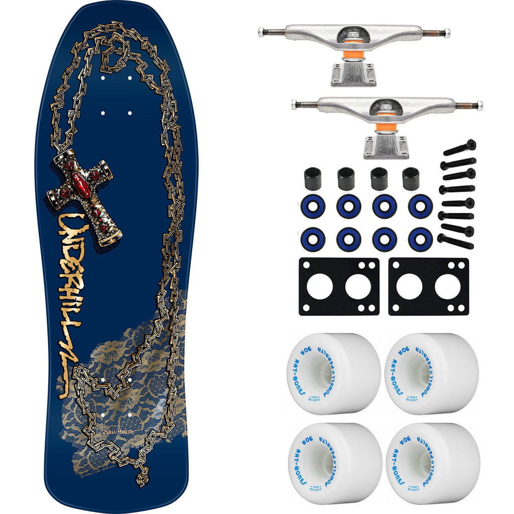 Powell Peralta Skateboard Ray Underhill Cross Navy/Gold Foil / Independent/ Rat Bones White
