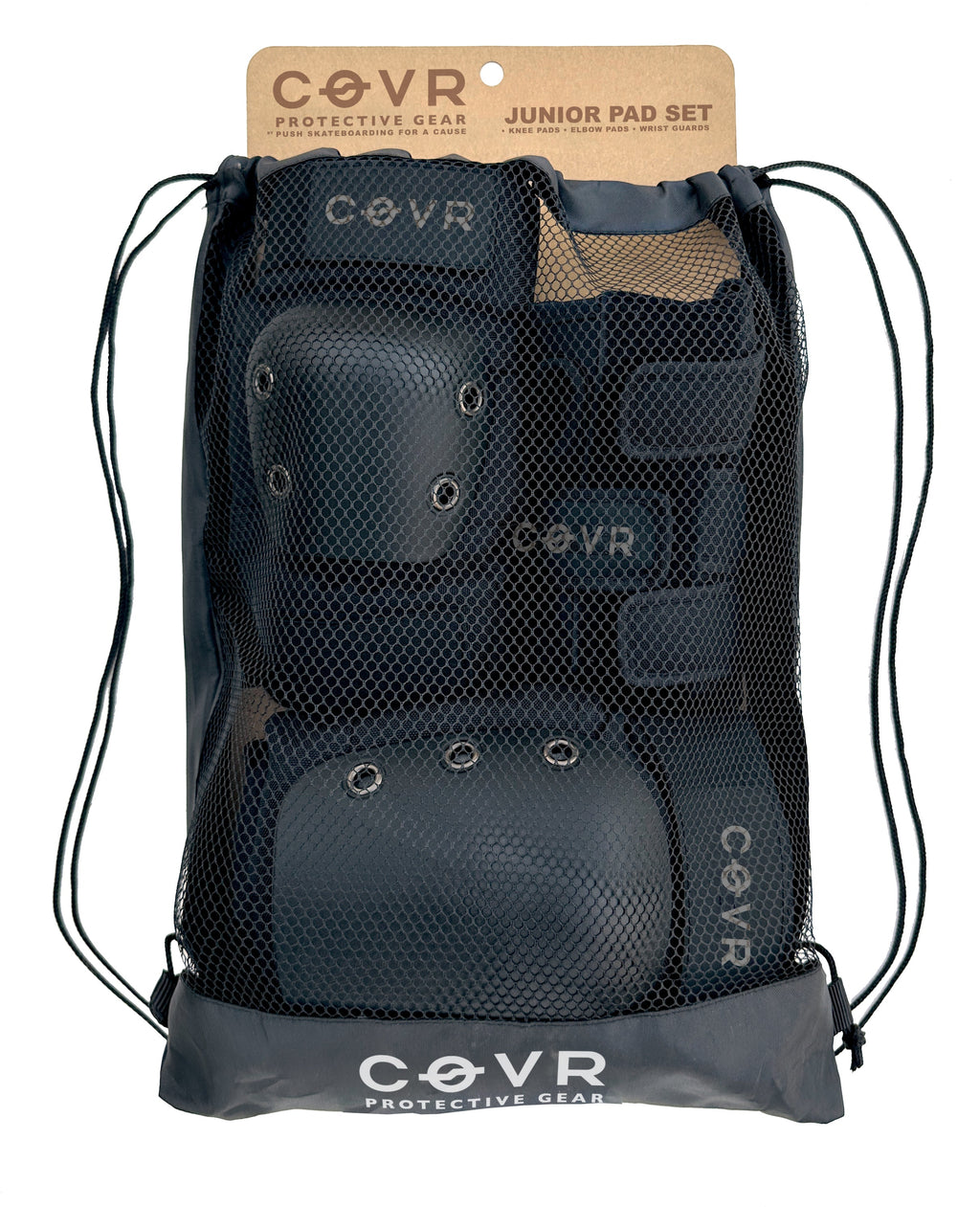 Push Skateboarding Covr Youth Junior Pad Set Black M/L