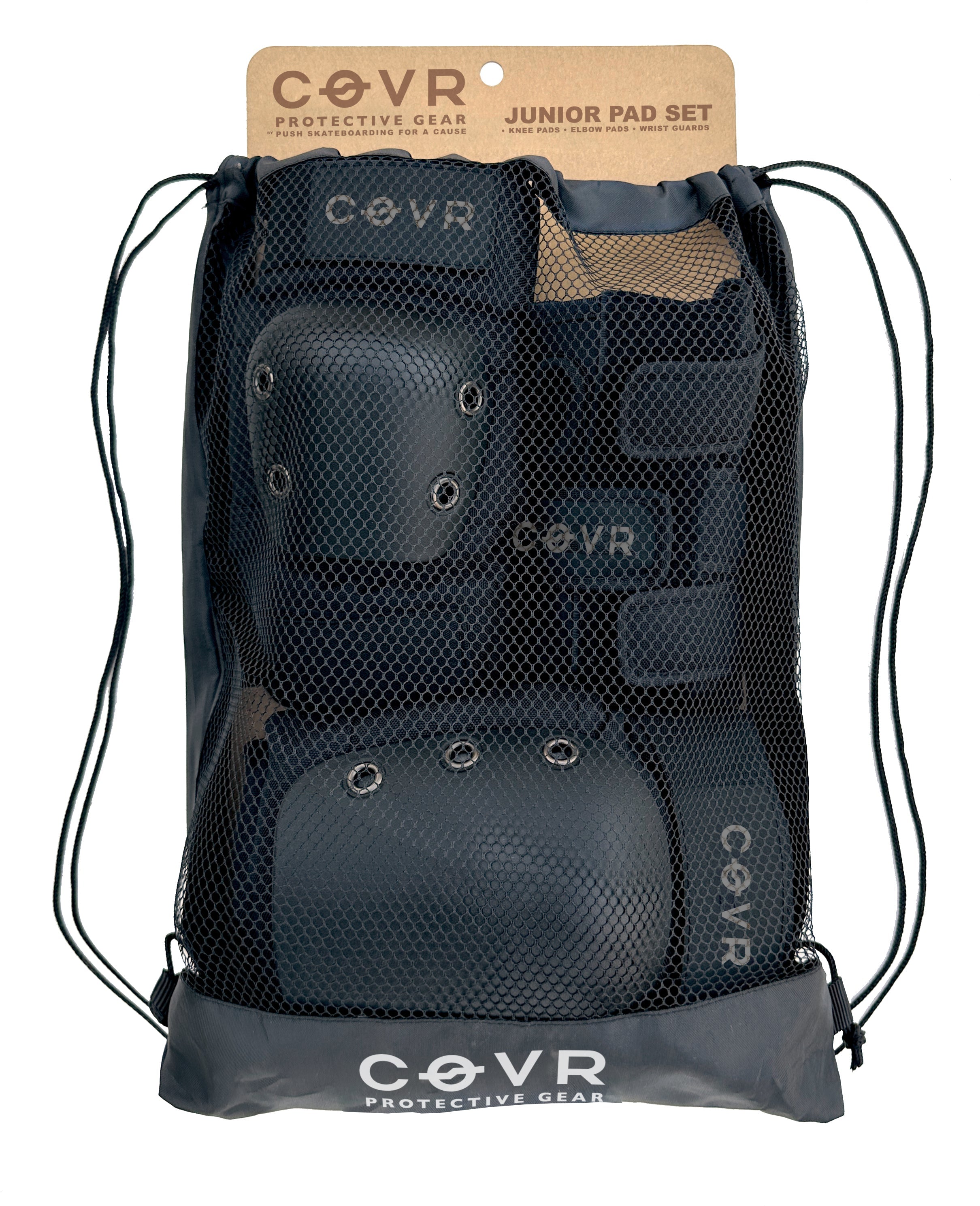 Push Skateboarding Covr Youth Junior Pad Set Black M/L