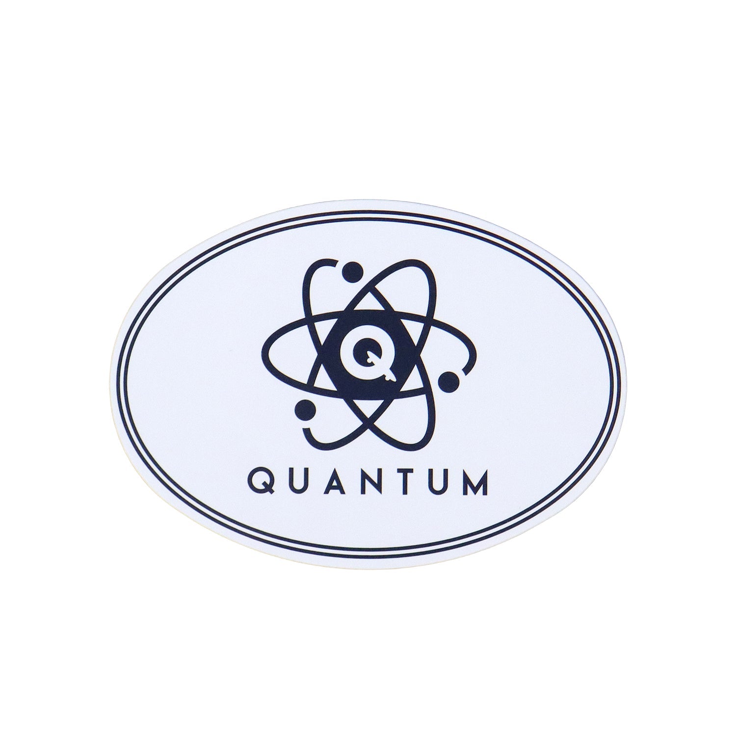 Quantum Bearings Sticker Brand Name Atom Oval Grey 4" x 3"
