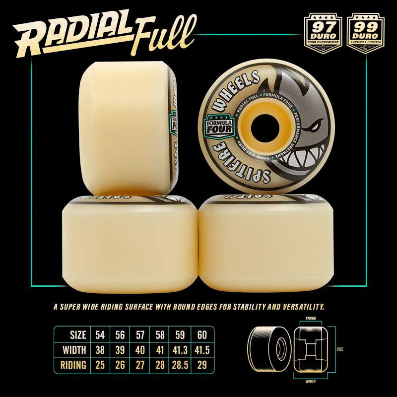 Spitfire Skateboard Wheels 57mm F4 97A T-Funk Raw Radial Full Red
