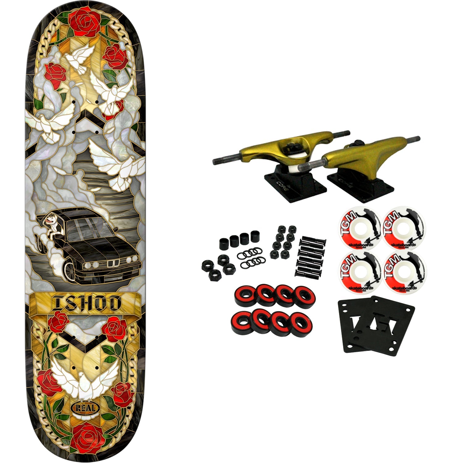 Real Skateboard Complete Ishod Cathedral Twin Gold 8.5" x 32.2"