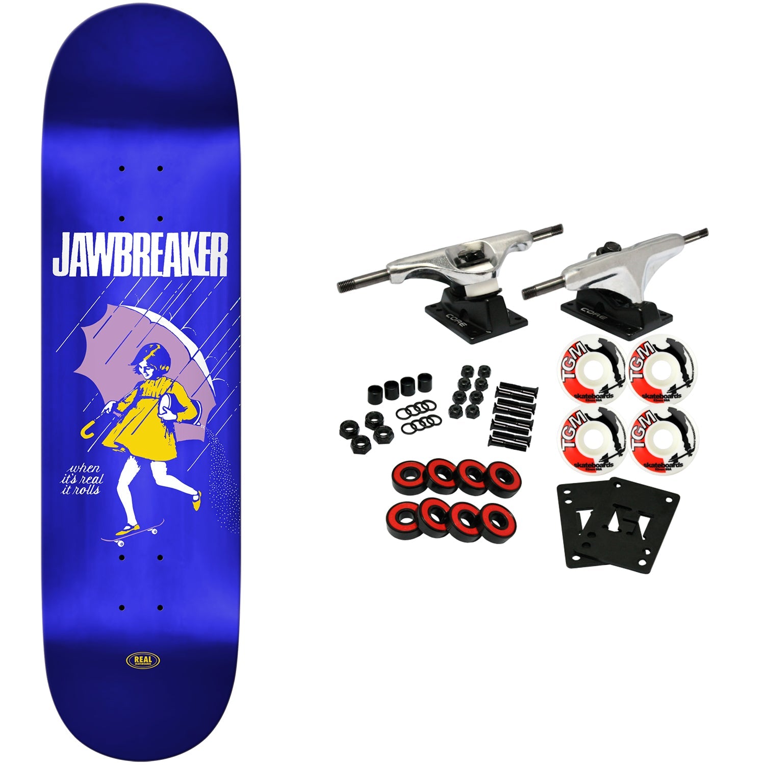 Real Skateboard Complete Jawbreaker Blue Foil 8.38" x 32.25"