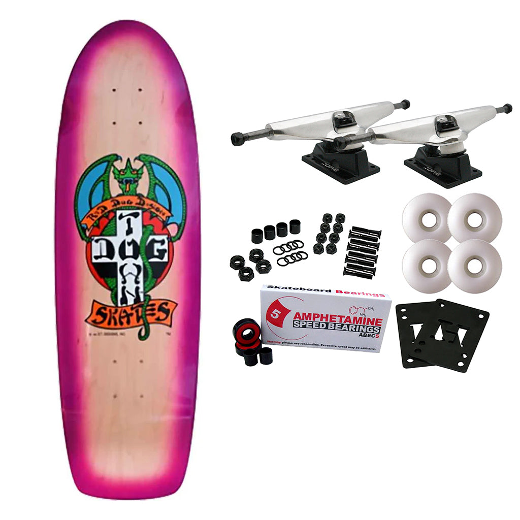 Dogtown Skateboard Complete Red Dog OG 70s Rider Natural/Purple 9.135" x 30.371"