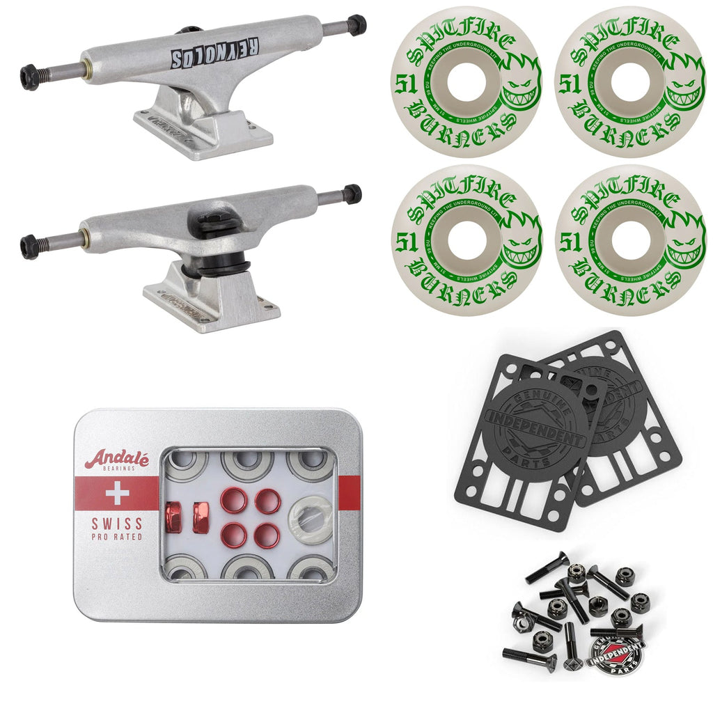Upgrade Your Skateboard Premium Parts Package - Independent Trucks, Sptifire Wheels, Andale Swiss Bearings