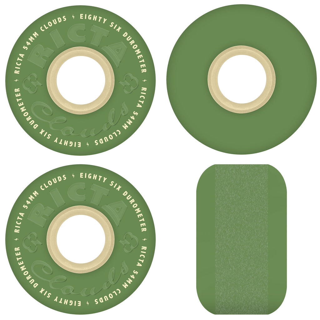 Ricta Skateboard Wheels 54mm Clouds 86A Green