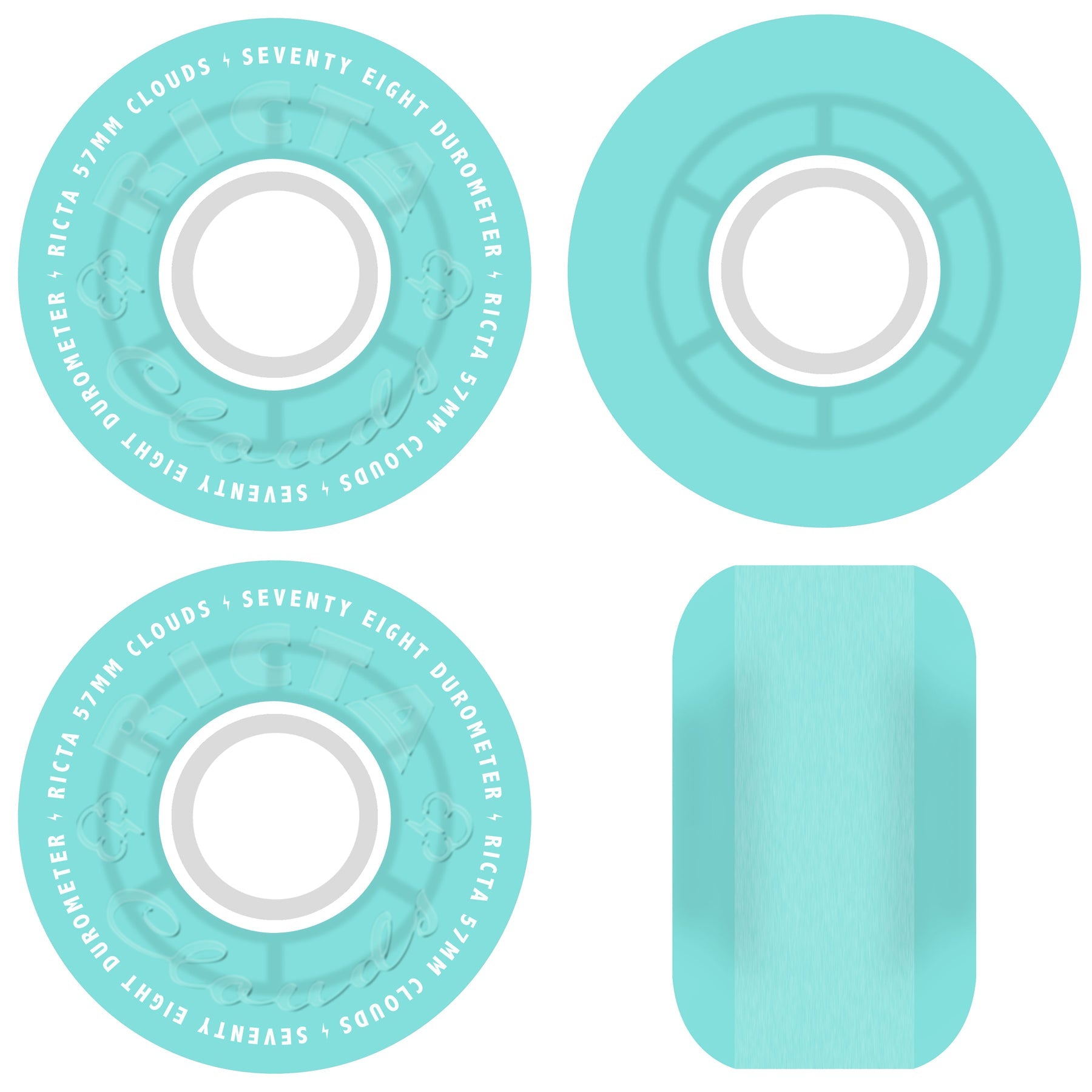 Ricta Skateboard Wheels 57mm Clouds 78A Transparent Aqua