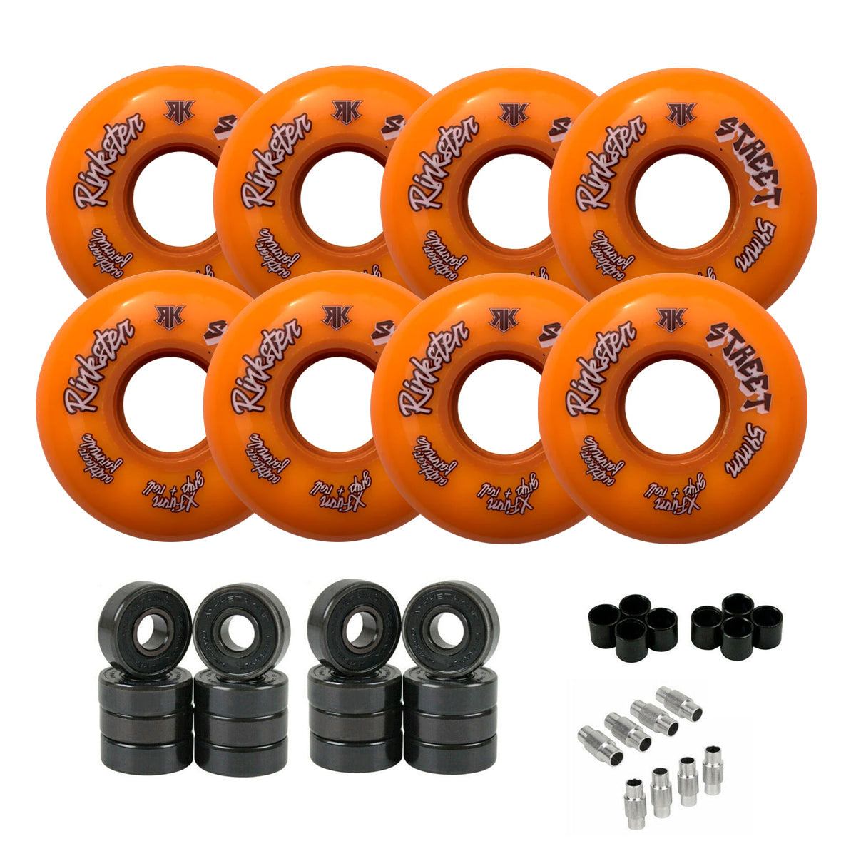 Rink Rat Roller Hockey Wheels Rinkster Street Outdoor X-Firm 8-Pack with Hybrid Ceramic Bearings