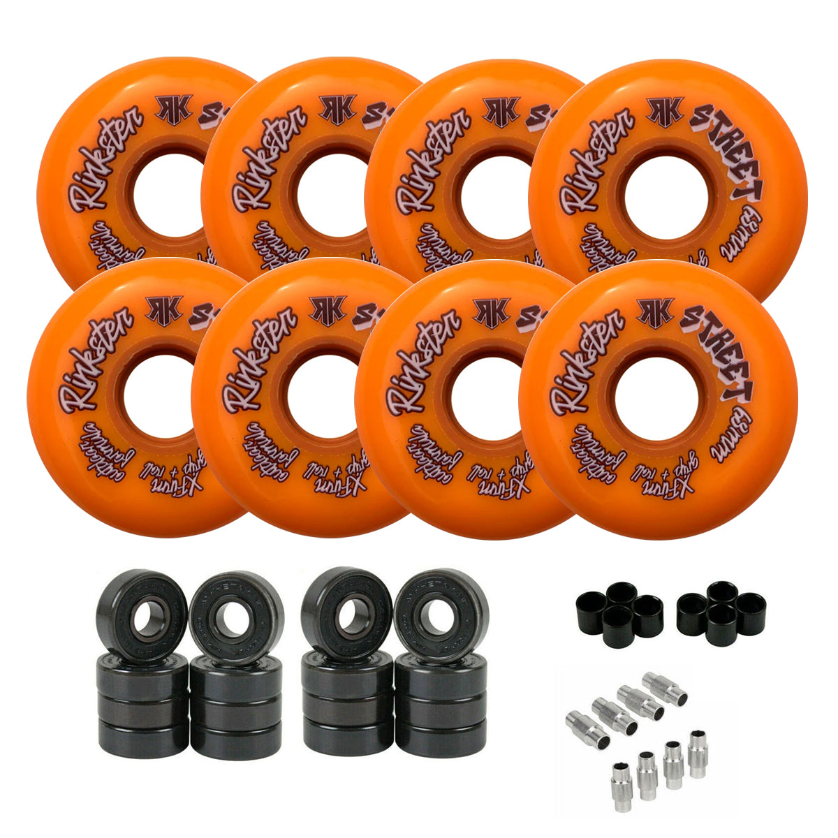 Rink Rat Roller Hockey Wheels Rinkster Street Outdoor X-Firm 8-Pack with Hybrid Ceramic Bearings