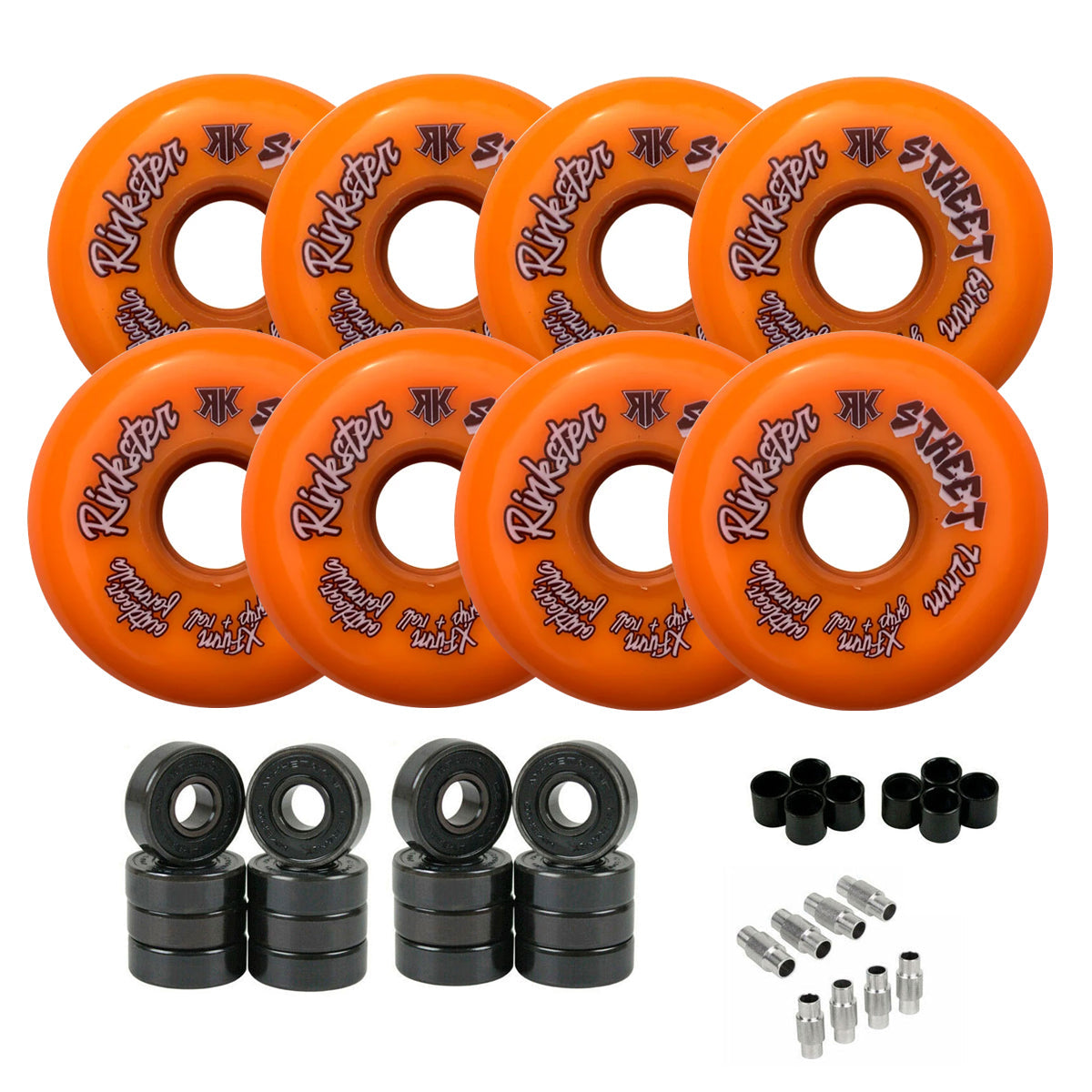 Rink Rat Roller Hockey Wheels Rinkster Street Outdoor X-Firm 8-Pack with Hybrid Ceramic Bearings