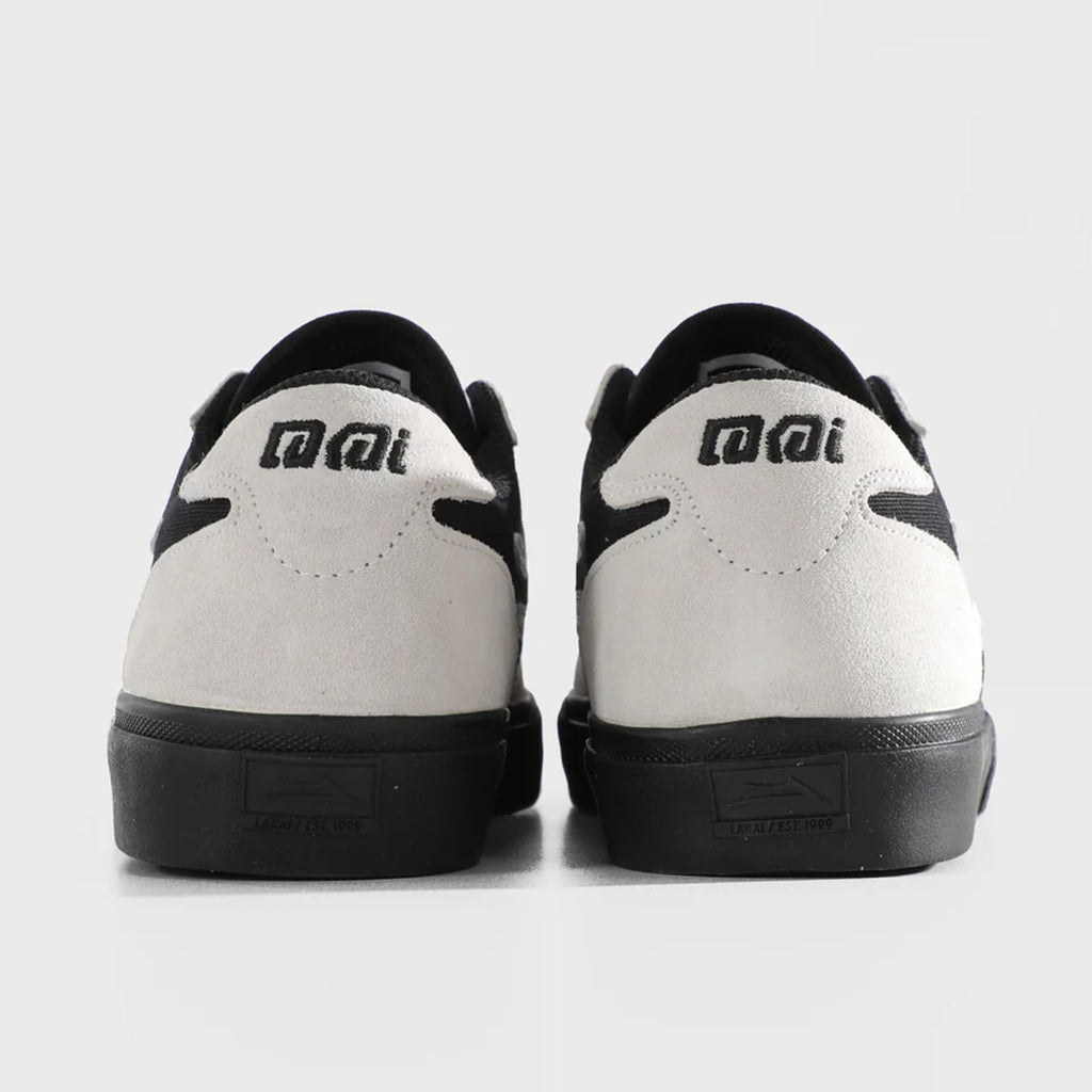 Lakai Skateboard Shoes Manchester White Suede Black Black