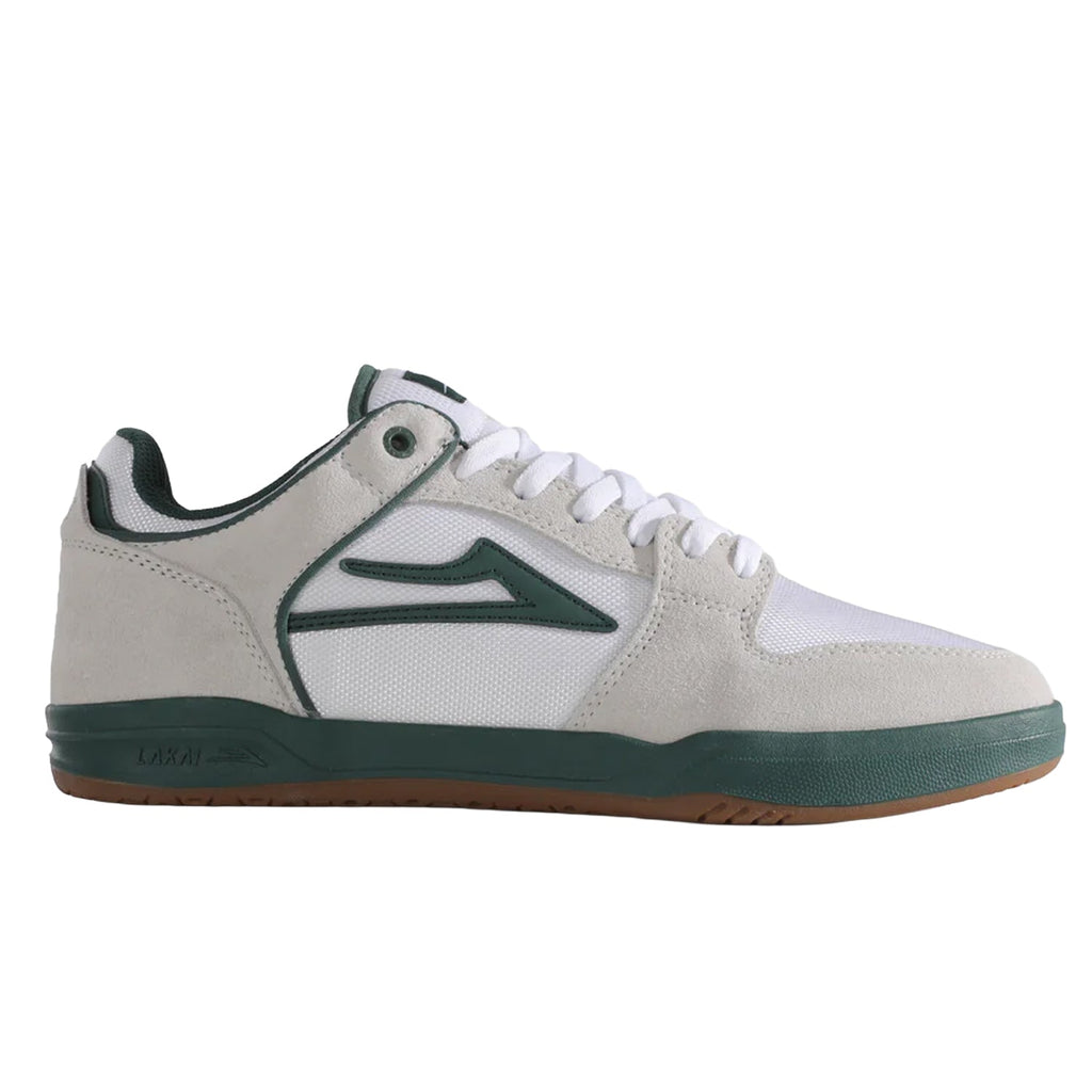 Lakai Skateboard Shoes Telford Low Elite White Suede Cordura Spruce