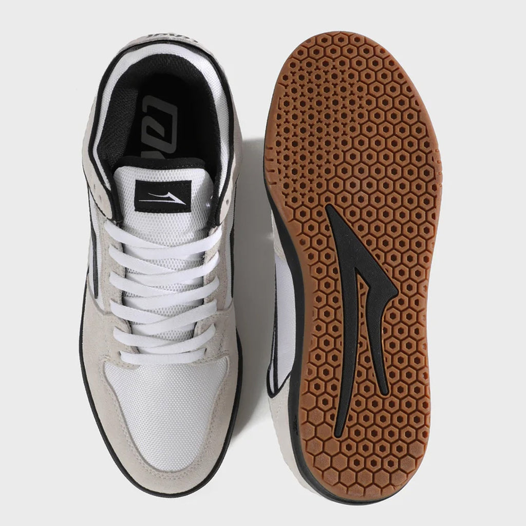 Lakai Skateboard Shoes Telford Low White Suede Cordura Black