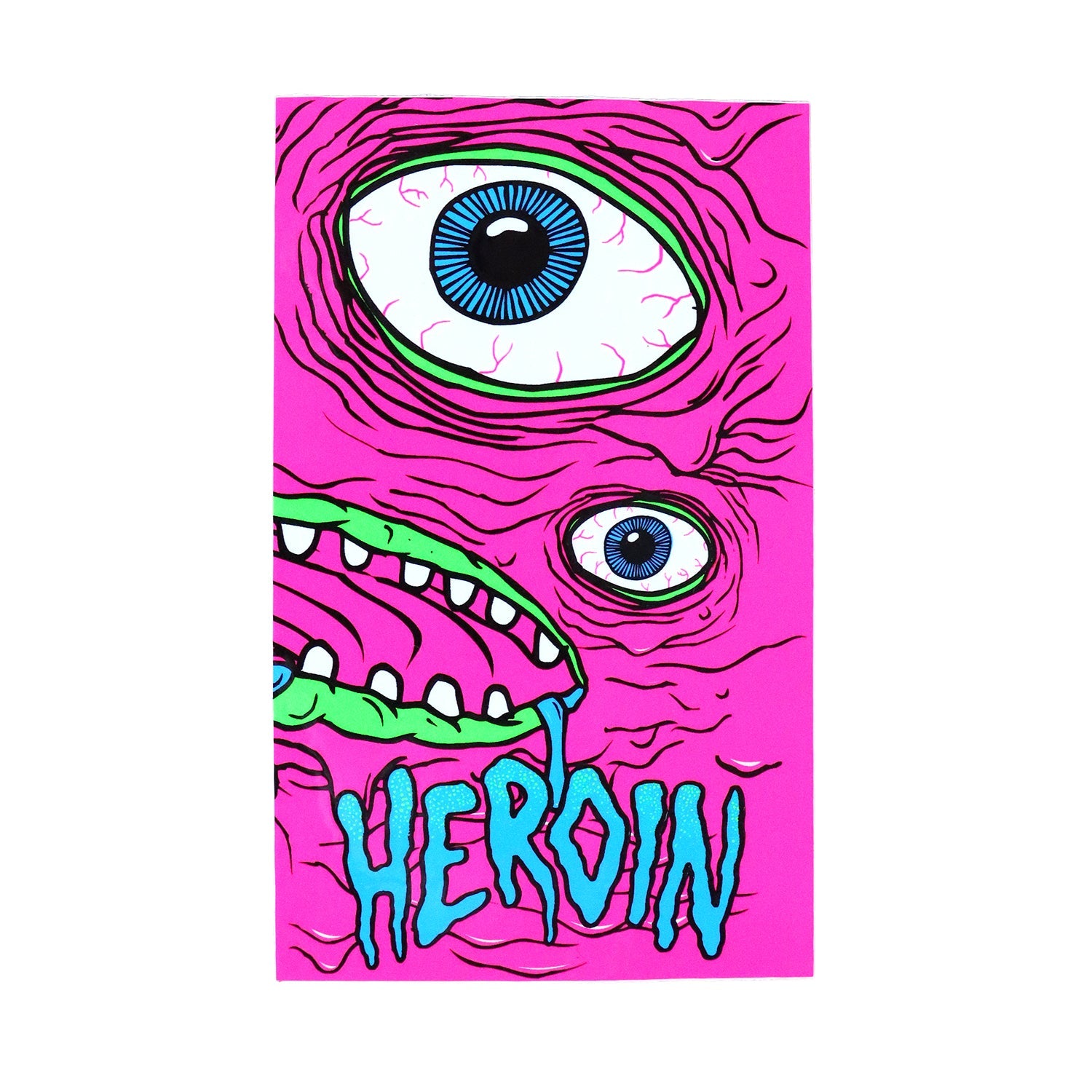 Heroin Skateboard Sticker Pink Mutant 3" x 5"