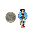 Hook Ups Skateboards Sticker - Mini Size - Bloody Bat Bunny Girl 1" x 1.75"