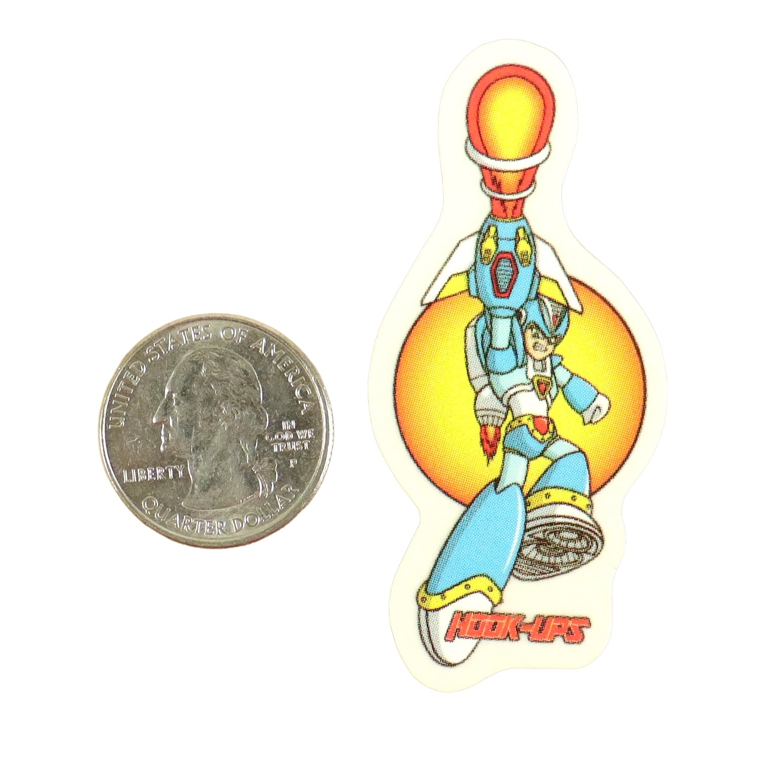 Hook Ups Skateboards Sticker - Mini Size - Transformer Guy 1.5" x 2.5"