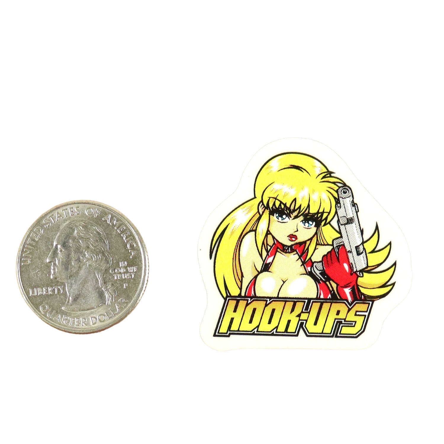Hook Ups Skateboards Sticker - Mini Size - 357 Blonde 1.5" x 1.4"