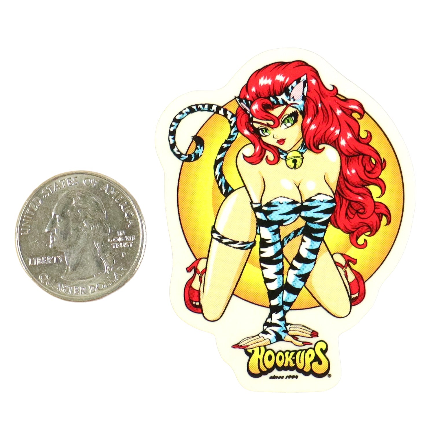 Hook Ups Skateboards Sticker - Mini Size - Akiko 4 1.8" x 2.4"