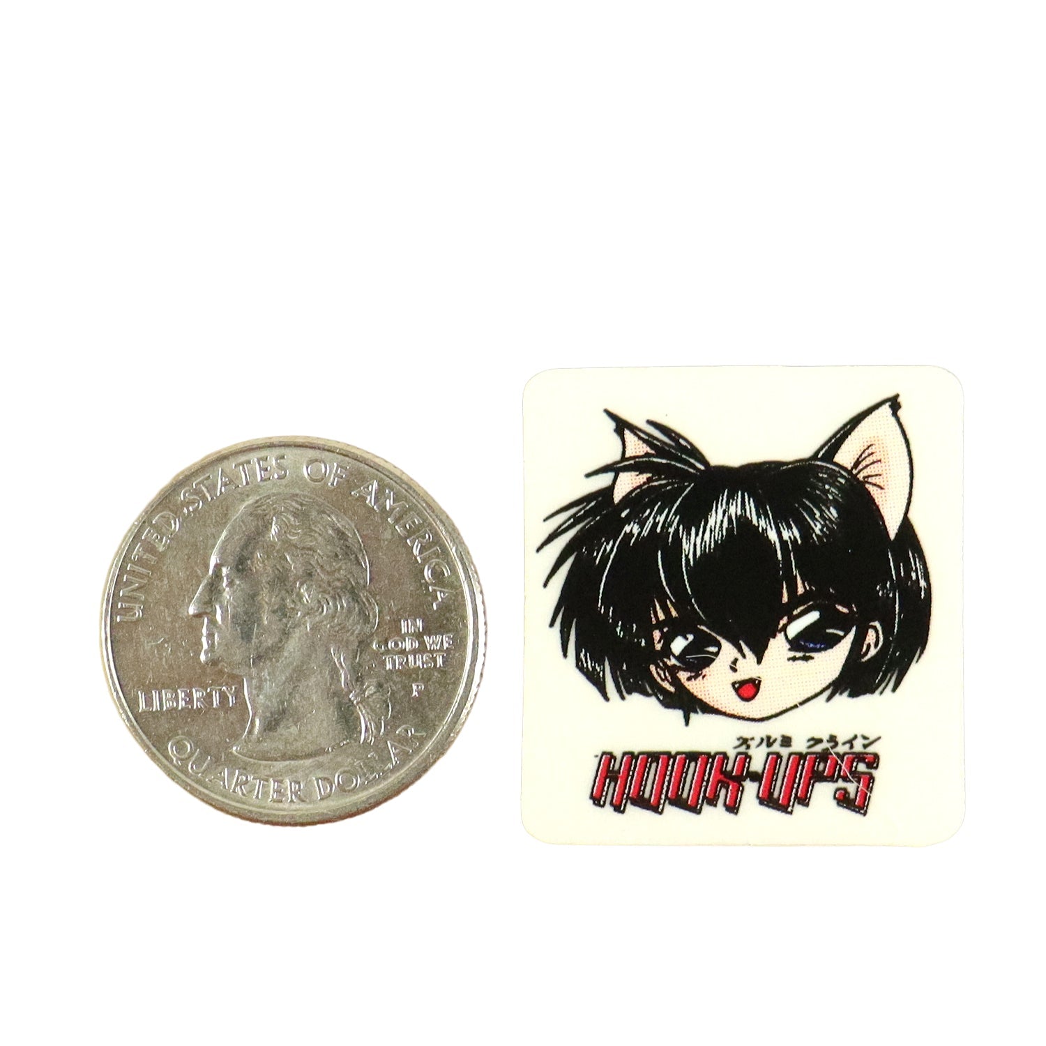 Hook Ups Skateboards Sticker - Mini Size - Cat Girl 1.1" x 1.125"