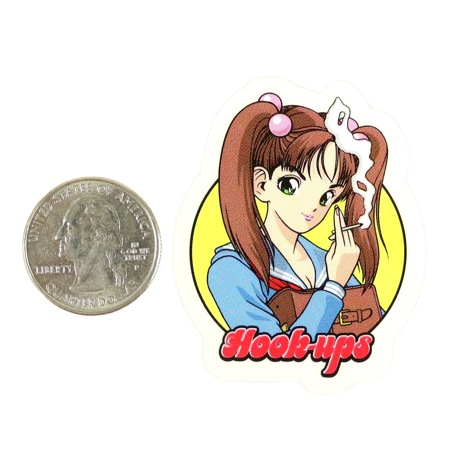 Hook Ups Skateboards Sticker - Mini Size - Smoking SG 1.75" x 2.1"