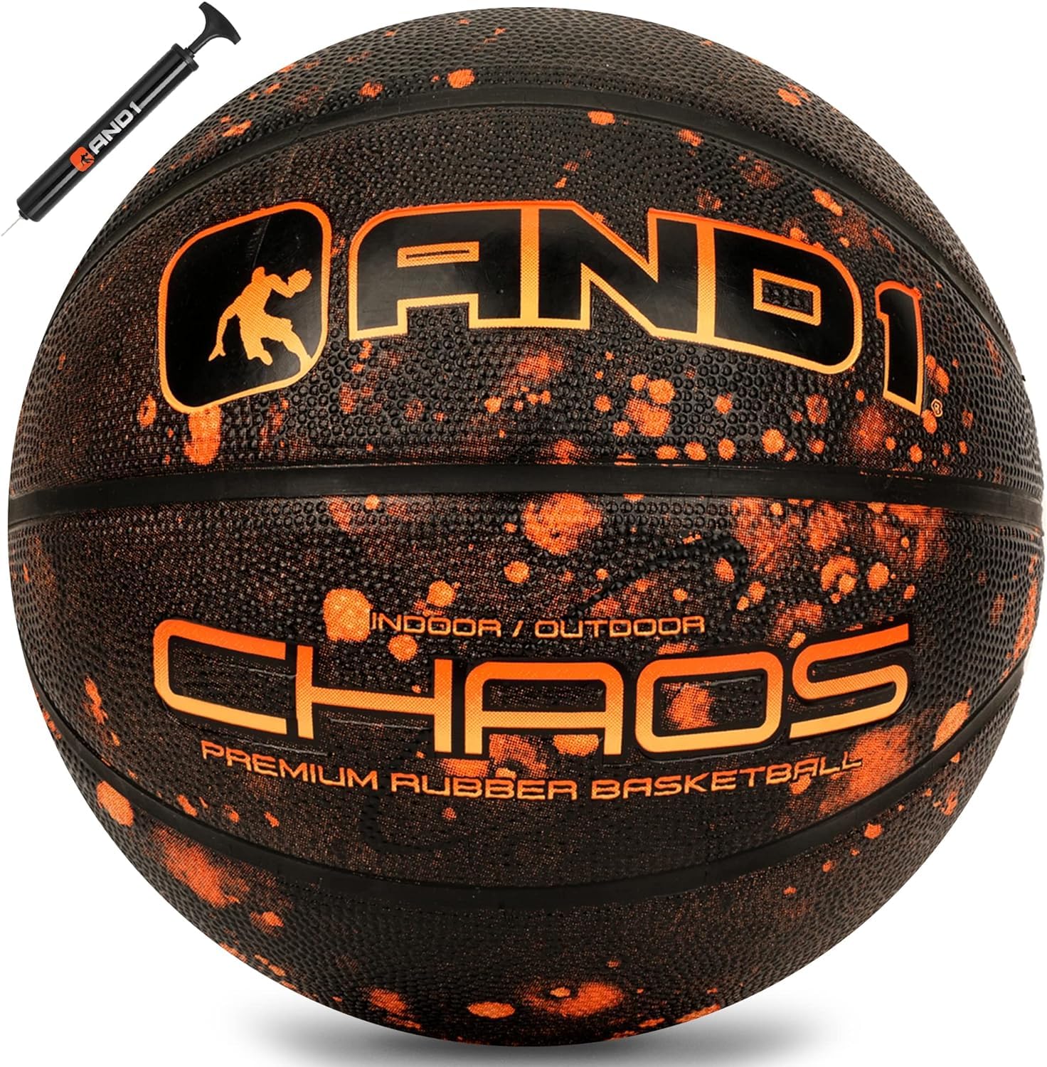 AND1 Rubber Basketball:Official Regulation Size 7 (29.5inches) - Deep ChannelConstruction Streetball, Madefor Indoor Outdoor BasketballGames